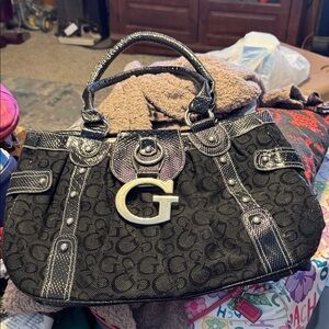 G by Guess Black and Silver Shoulder Bag